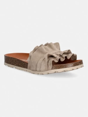 Verbenas klapki damskie zamszowe ROCIO SERRAJE VOLANTE