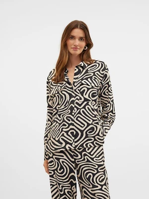 Vero Moda Bluzka w kolorze czarno-beżowym rozmiar: L