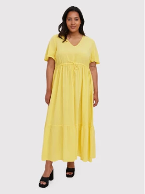 Vero Moda Curve Sukienka codzienna Mavis 10267042 Żółty Regular Fit