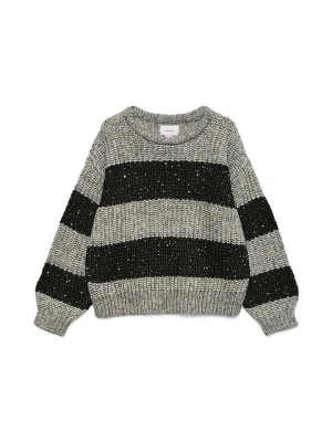 Vero Moda Girl Sweter "Sparkle" w kolorze szaro-czarnym rozmiar: 158/164