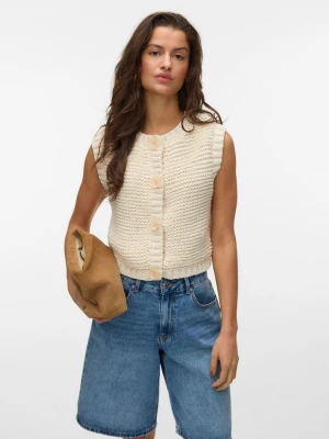 Vero Moda Kamizelka dzianinowa w kolorze kremowym rozmiar: XL