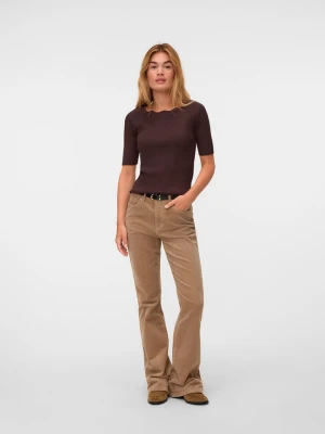 Vero Moda Koszulka dzianinowa w kolorze brązowym rozmiar: S