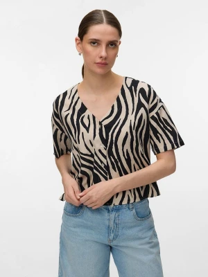 Vero Moda Koszulka w kolorze beżowo-czarnym rozmiar: XS