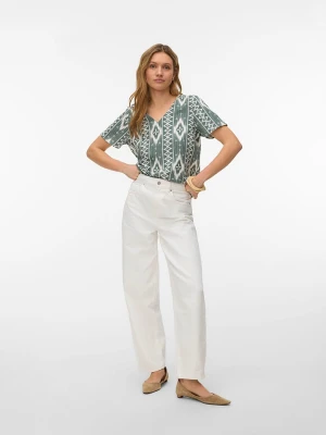 Vero Moda Koszulka w kolorze zielono-białym rozmiar: XS