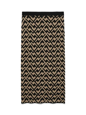 Vero Moda Spódnica dzianinowa w kolorze beżowo-czarnym rozmiar: M