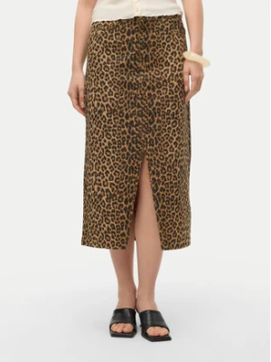 Vero Moda Spódnica jeansowa Veri 10331065 Brązowy Regular Fit