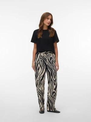 Vero Moda Spodnie w kolorze beżowo-czarnym rozmiar: M