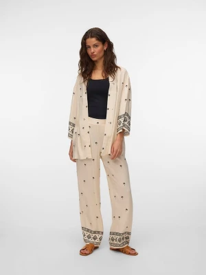 Vero Moda Spodnie w kolorze kremowo-czarnym rozmiar: L