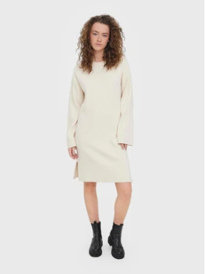 Vero Moda Sukienka dzianinowa Gold 10271183 Écru Loose Fit