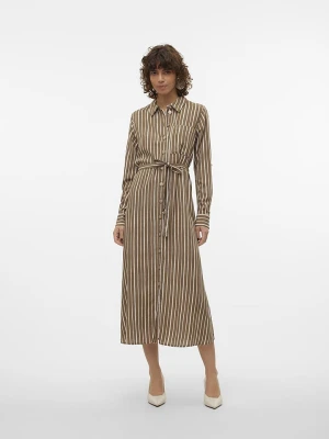 Vero Moda Sukienka "Ilisa" w kolorze oliwkowo-białym rozmiar: XS