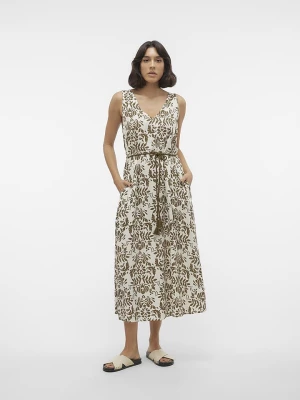 Vero Moda Sukienka "Imma" w kolorze oliwkowo-kremowym rozmiar: XL