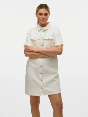 Vero Moda Sukienka jeansowa Jennie 10309665 Biały Regular Fit