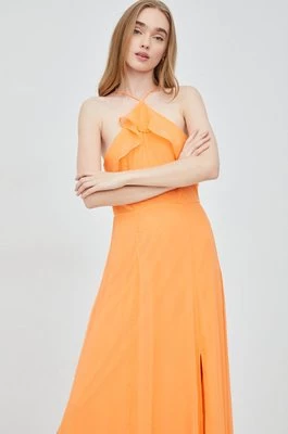 Vero Moda sukienka kolor pomarańczowy maxi rozkloszowana
