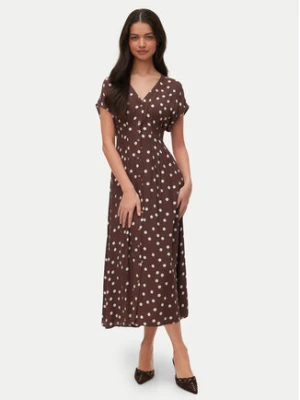 Vero Moda Sukienka letnia Elisa 10348019 Brązowy ciemny Regular Fit