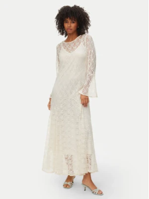 Vero Moda Sukienka letnia Loulou 10346192 Kremowy Loose Fit
