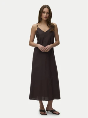 Vero Moda Sukienka letnia Selma 10345674 Brązowy ciemny Regular Fit