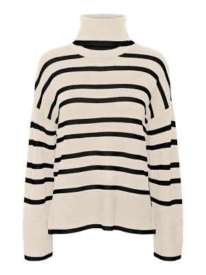 Vero Moda Sweter "Saba" w kolorze beżowo-czarnym rozmiar: XS