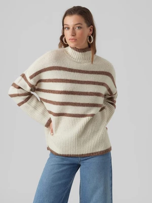 Vero Moda Sweter "Vmwiona" w kolorze biało-brązowym rozmiar: XS
