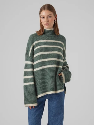 Vero Moda Sweter "Vmwiona" w kolorze zielono-białym rozmiar: XS