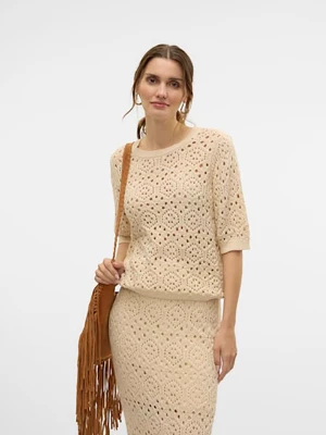 Vero Moda Sweter w kolorze beżowym rozmiar: XS
