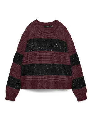 Vero Moda Sweter w kolorze bordowo-czarnym rozmiar: XS
