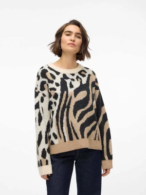 Vero Moda Sweter w kolorze jasnobrązowo-czarnym rozmiar: XS