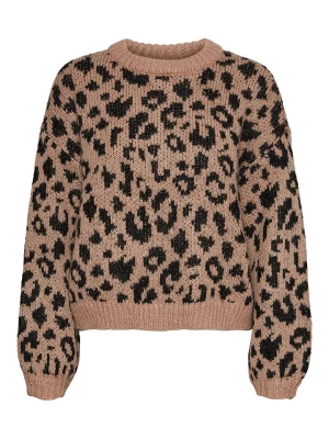 Vero Moda Sweter w kolorze jasnobrązowo-czarnym rozmiar: S