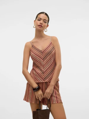 Vero Moda Top w kolorze beżowym ze wzorem rozmiar: XS