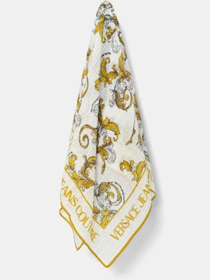 Versace Jeans Couture apaszka jedwabna damska kolor biały wzorzysta 78HA7H02 ZG353