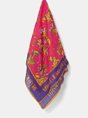 Versace Jeans Couture apaszka jedwabna damska kolor różowy wzorzysta 78HA7H02 ZG353