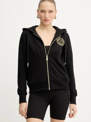 Versace Jeans Couture bluza bawełniana damska kolor czarny z kapturem gładka 79HAIT00 CF01T