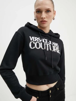 Versace Jeans Couture bluza bawełniana damska kolor czarny z kapturem z aplikacją 77HAIE07 CF00E