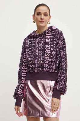 Versace Jeans Couture bluza bawełniana damska kolor fioletowy z kapturem wzorzysta 77HAI314 FS172