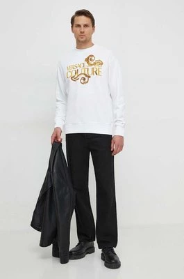Versace Jeans Couture bluza bawełniana męska kolor biały z nadrukiem 76GAIG01 CF01G