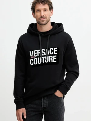 Versace Jeans Couture bluza bawełniana męska kolor czarny z kapturem z nadrukiem 79GAIP05 CF07P