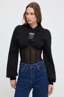 Versace Jeans Couture bluza damska kolor czarny z kapturem z nadrukiem 76HAI301 F0010