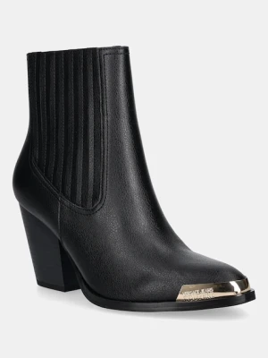 Versace Jeans Couture botki skórzane damskie kolor czarny na słupku 79VA3S26 ZPB68 899