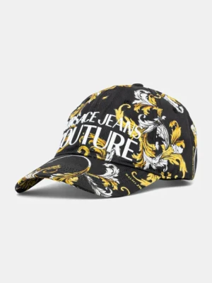 Versace Jeans Couture czapka z daszkiem bawełniana damska kolor czarny wzorzysta 78HAZK10 ZG364