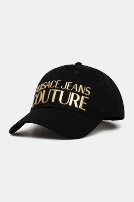 Versace Jeans Couture czapka z daszkiem bawełniana kolor czarny z aplikacją 77HAZK32 ZG207