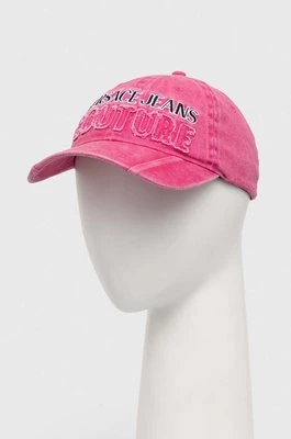 Versace Jeans Couture czapka z daszkiem bawełniana kolor różowy z aplikacją 76HAZK37 ZG274