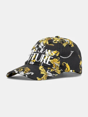 Versace Jeans Couture czapka z daszkiem bawełniana męska kolor czarny wzorzysta 78GAZK10 ZG364