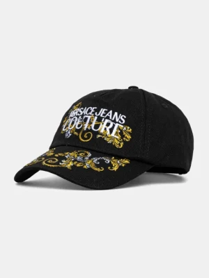 Versace Jeans Couture czapka z daszkiem bawełniana męska kolor czarny wzorzysta 78GAZK17 ZG367