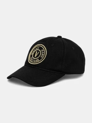 Versace Jeans Couture czapka z daszkiem bawełniana męska kolor czarny z aplikacją 78GAZK26 ZG366