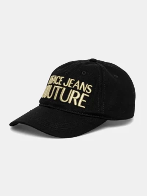 Versace Jeans Couture czapka z daszkiem bawełniana męska kolor czarny z aplikacją 78GAZK32 ZG365