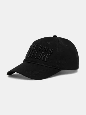 Versace Jeans Couture czapka z daszkiem bawełniana męska kolor czarny z aplikacją 78GAZK32 ZG365