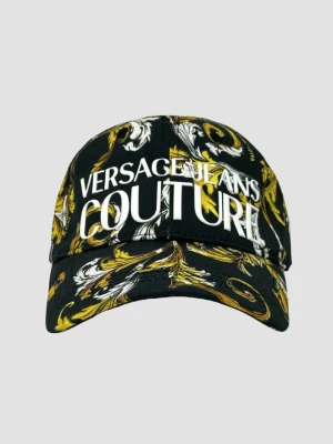 VERSACE JEANS COUTURE Czarna czapka logowana z daszkiem
