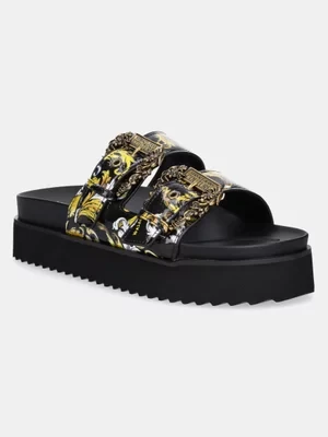 Versace Jeans Couture klapki damskie kolor czarny na platformie 78VA3SM1 ZS366 G89