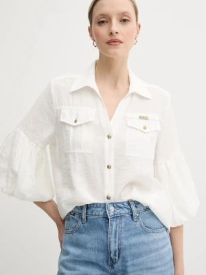 Versace Jeans Couture koszula damska kolor beżowy regular z kołnierzykiem klasycznym 78HAL200 N0433