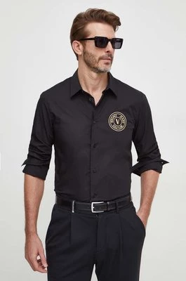 Versace Jeans Couture koszula męska kolor czarny slim z kołnierzykiem klasycznym
