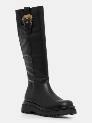 Versace Jeans Couture kozaki damskie kolor czarny na płaskim obcasie 79VA3S65 71570 899
